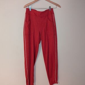 Oiselle Lux Track Pants - Size Small - Red with White Trim